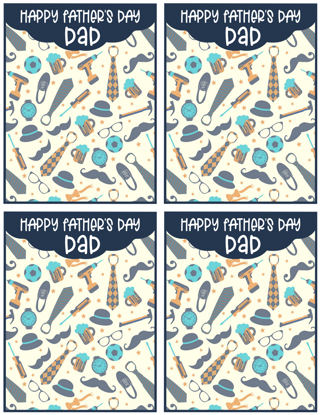 Happy Father's Day Card 4x5 - Dots and Bows Designs