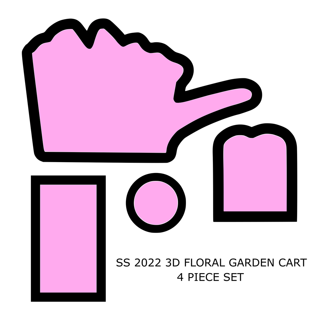SSDS 2022 3D Floral Cart 4pc Cutter Set STL Files