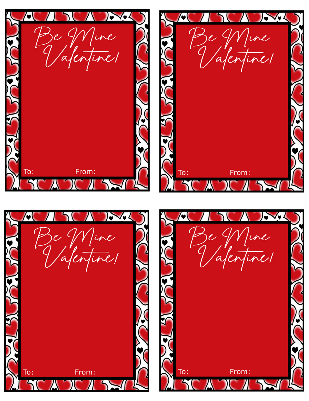 Be Mine Valentine Card w/TF 4x5 - Dots and Bows Designs