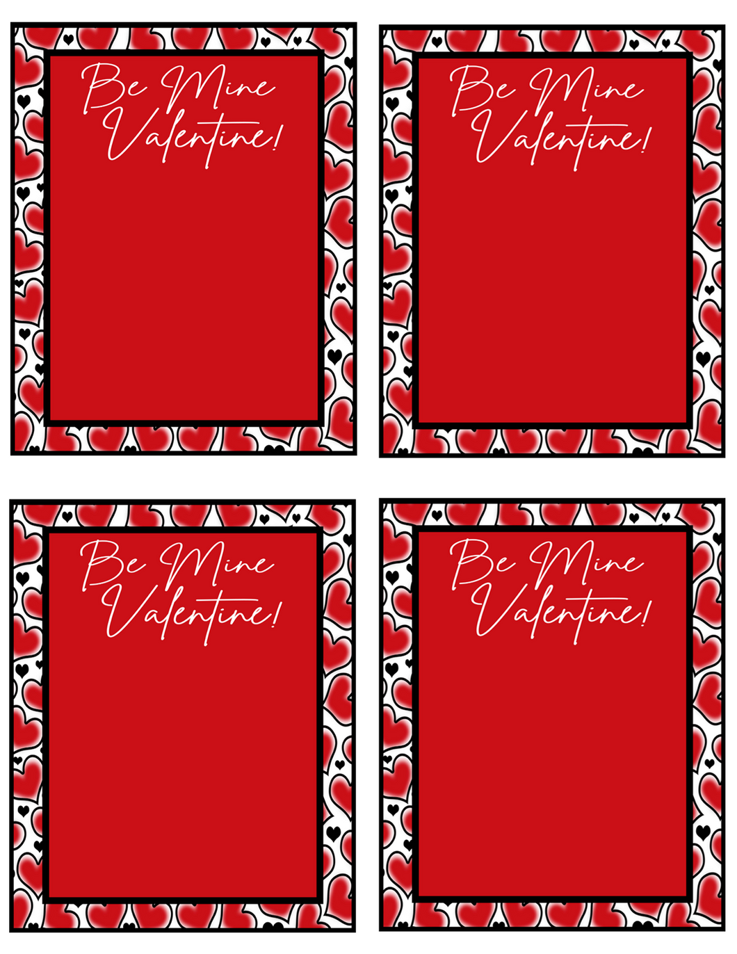 Be Mine Valentine Card 4x5 - Dots and Bows Designs