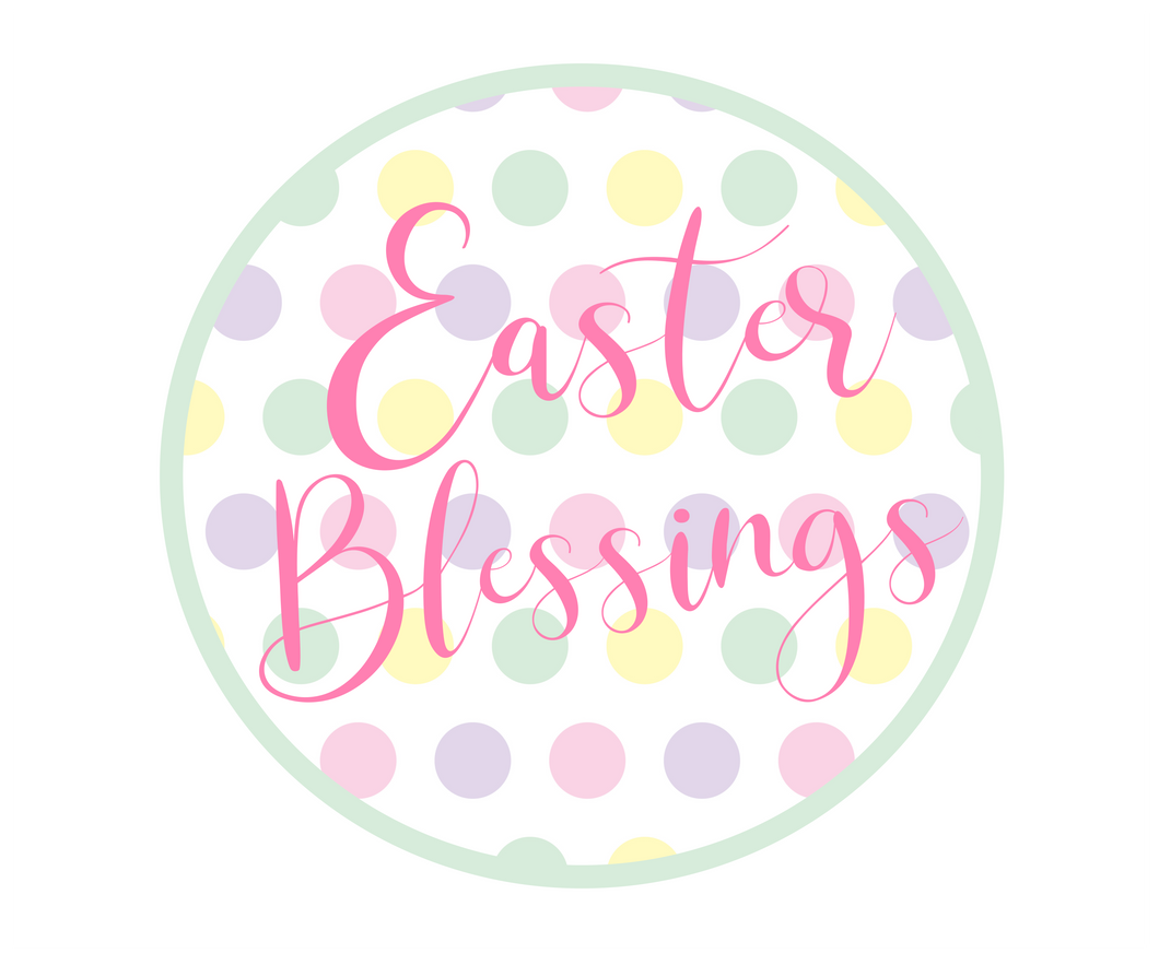 Easter Blessings Polka Dot Green Package Tags - Dots and Bows Designs