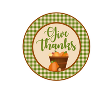 Load image into Gallery viewer, Give Thanks Green Plaid Package Tag - Dots and Bows Designs
