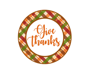 Give Thanks Plaid Package Tag - Dots and Bows Designs