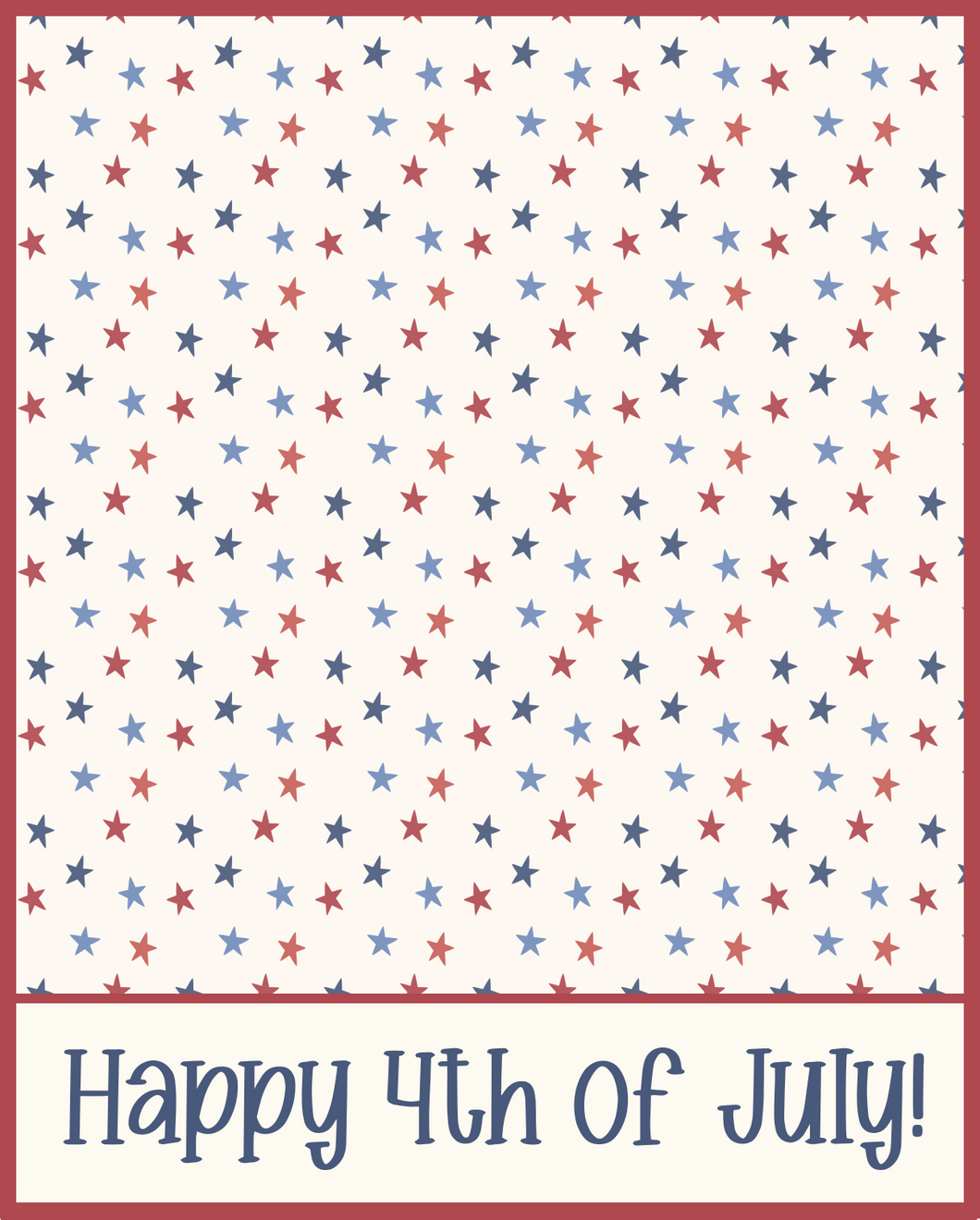 Happy 4th of July Stars 4x5 Backer Card