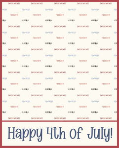 Happy 4th of July Independence 4x5 Backer Card