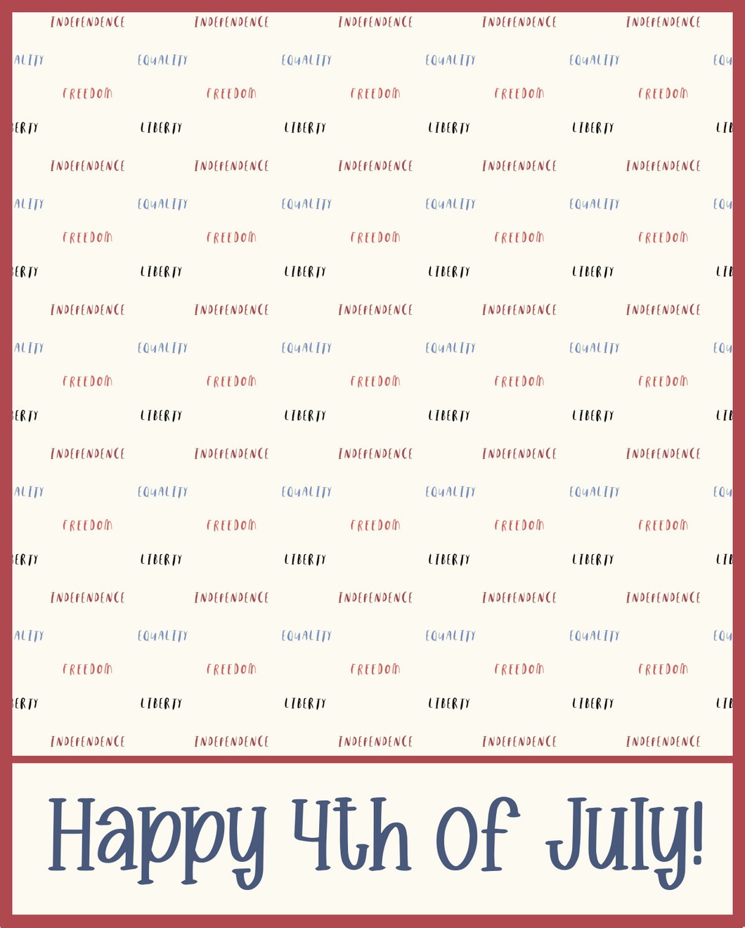 Happy 4th of July Independence 4x5 Backer Card