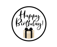 Load image into Gallery viewer, Happy Birthday Black Package Tags - Stephany - Dots and Bows Designs