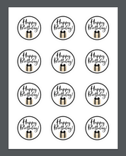 Load image into Gallery viewer, Happy Birthday Black Package Tags - Stephany - Dots and Bows Designs