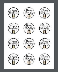 Happy Birthday Black Package Tags - Stephany - Dots and Bows Designs