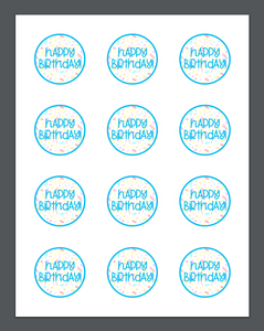 Happy Birthday Blue Package Tags - Cali - Dots and Bows Designs