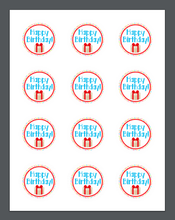 Load image into Gallery viewer, Happy Birthday Red Sprinkles Package Tags - Dots and Bows Designs