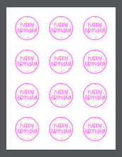 Load image into Gallery viewer, Happy Birthday Bright Pink Package Tags - Cali - Dots and Bows Designs
