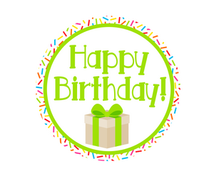Happy Birthday Green Sprinkles Present Jawsome Package Tags - Dots and Bows Designs