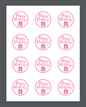 Load image into Gallery viewer, Happy Birthday Pink Present Stephany Package Tags - Dots and Bows Designs
