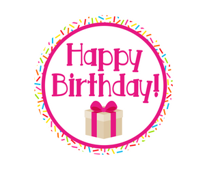 Happy Birthday Pink Sprinkles Present Jawsome Package Tags - Dots and Bows Designs