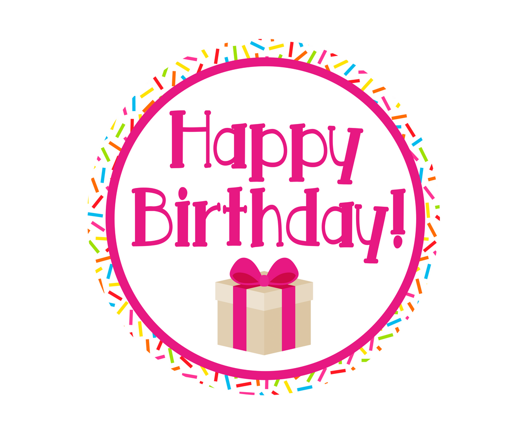 Happy Birthday Pink Sprinkles Present Jawsome Package Tags - Dots and Bows Designs