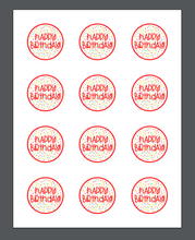 Load image into Gallery viewer, Happy Birthday Red Cali Package Tags - Dots and Bows Designs