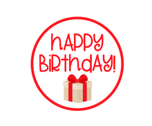 Load image into Gallery viewer, Happy Birthday Red Present Cali Package Tags - Dots and Bows Designs