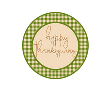 Load image into Gallery viewer, Happy Thanksgiving Green Plaid Package Tag - Dots and Bows Designs