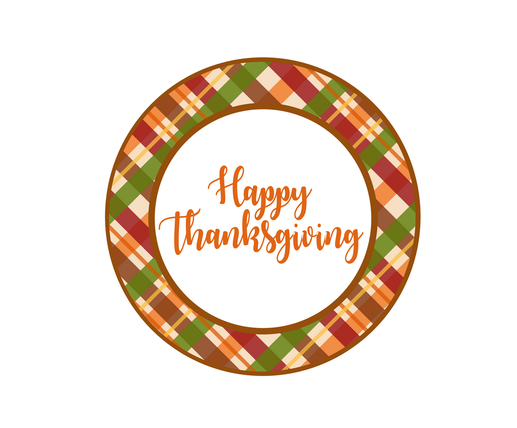 Happy Thanksgiving Plaid 2 Package Tag - Dots and Bows Designs