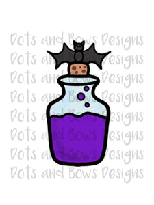Bat Potion Bottle Cutter - Dots and Bows Designs