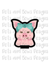 Pretty Pig Cutter P02 - Dots and Bows Designs