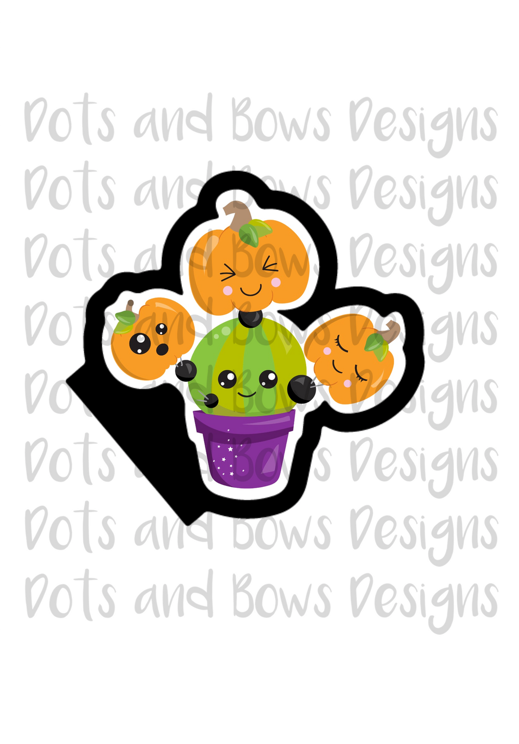 Pumpkin Cactus Cutter - Dots and Bows Designs