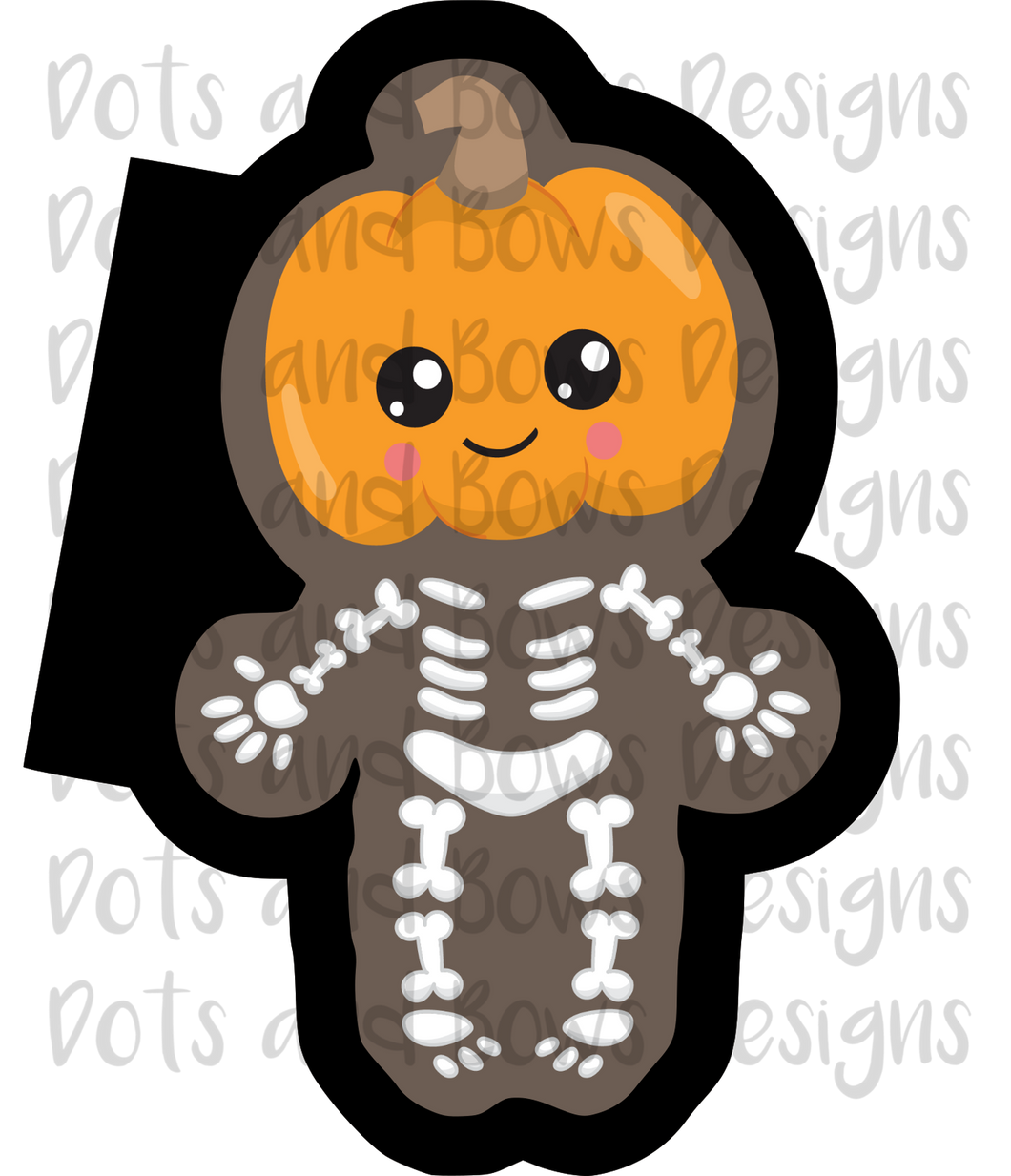 Pumpkin Skeleton Cutter - Dots and Bows Designs