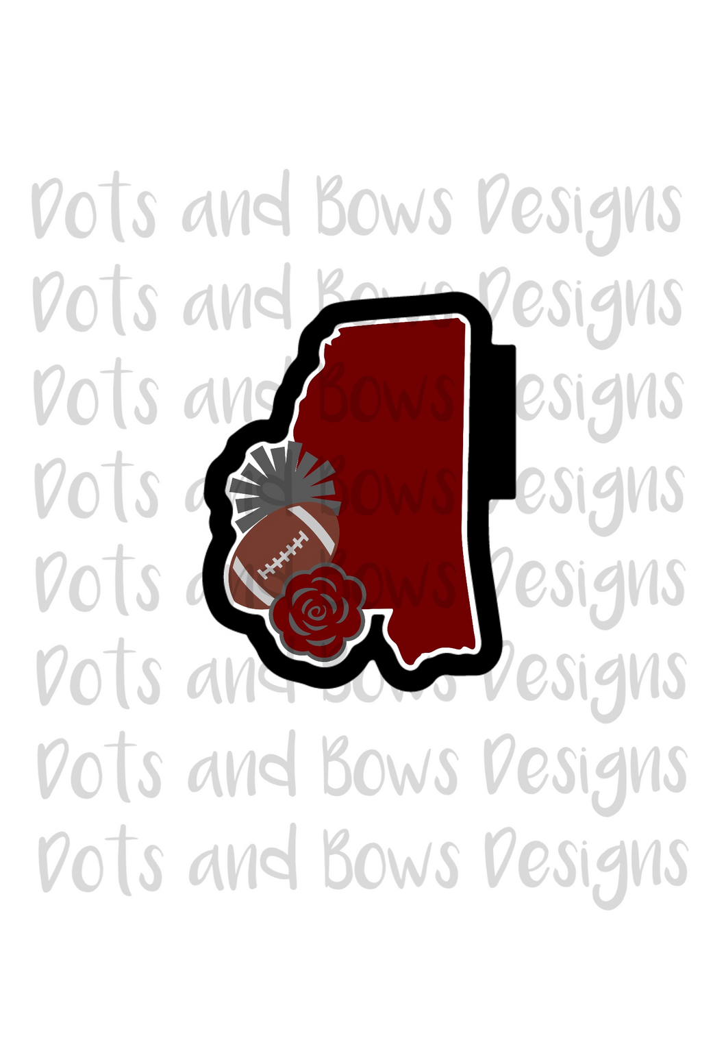 Mississippi Football Cutter - Dots and Bows Designs