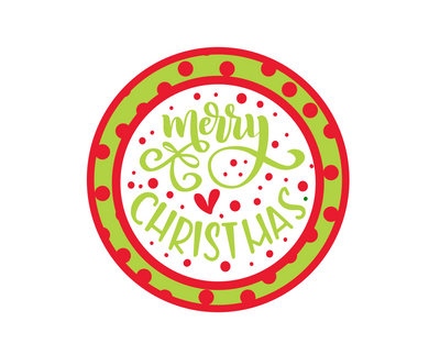 Merry Christmas Green Dotted Package Tags - Dots and Bows Designs