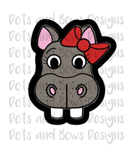 Girl Hippo Cutter - Dots and Bows Designs