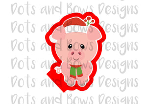 Christmas Pig Cutter - Dots and Bows Designs