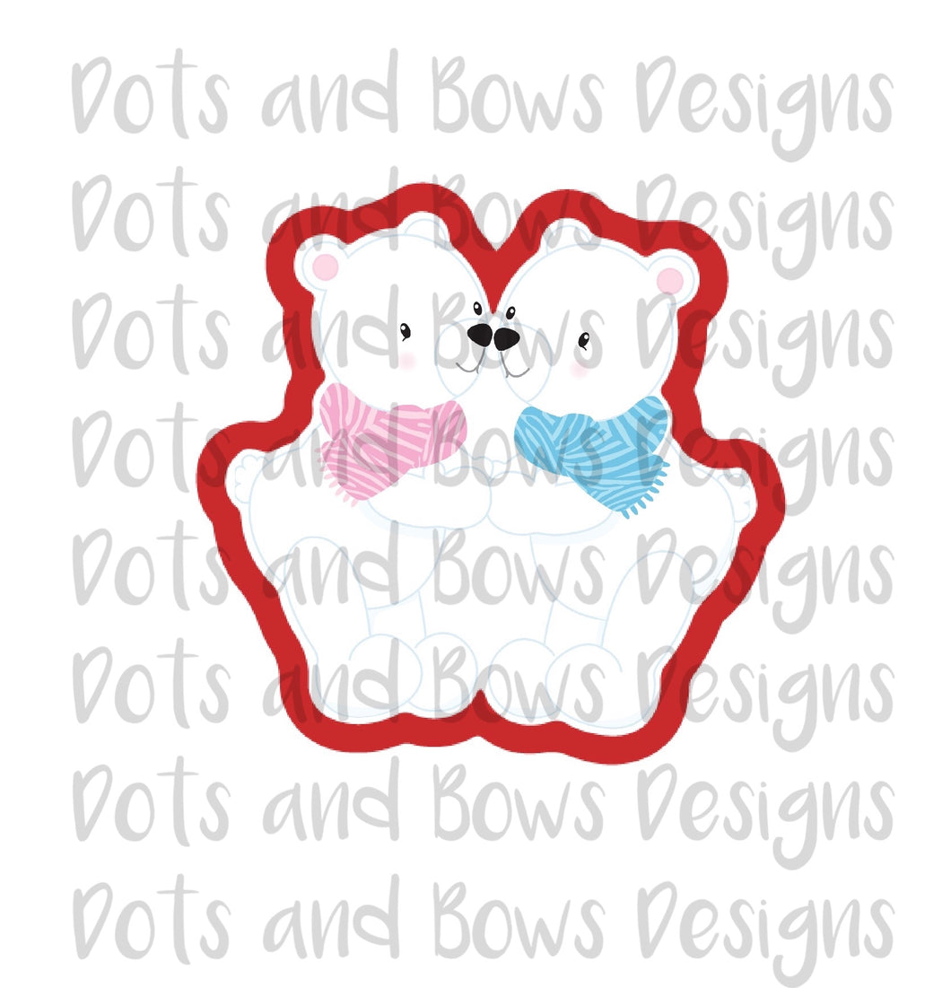 Kissing Polar Bears Cutter - Dots and Bows Designs