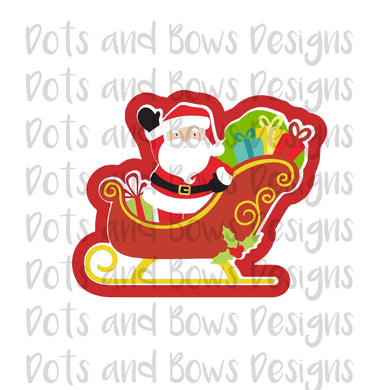 Santa In Sleigh Cutter - Dots and Bows Designs