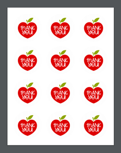 Thank You Apple Heart Cali Package Tags - Dots and Bows Designs