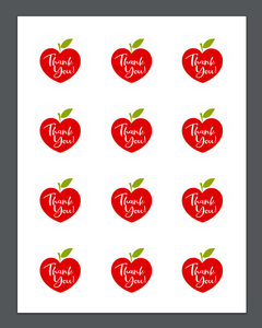 Thank You Apple Heart Stephany Package Tags - Dots and Bows Designs
