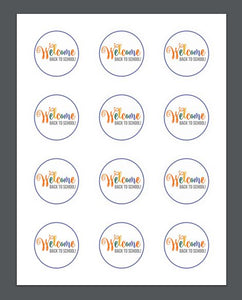 Welcome Back 1 Multi-Color Script Package Tags - Dots and Bows Designs