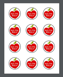 Welcome Back Apple Solid Package Tags - Dots and Bows Designs