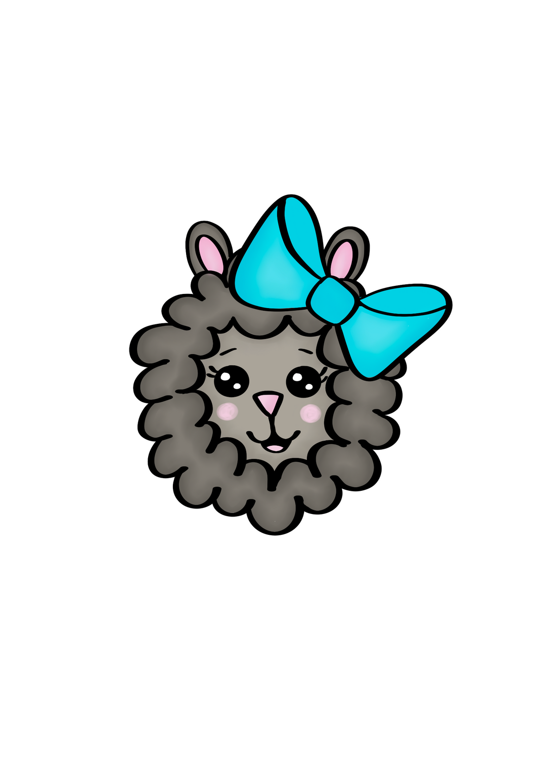 Girl Sheep Head Cutter - Dots and Bows Designs